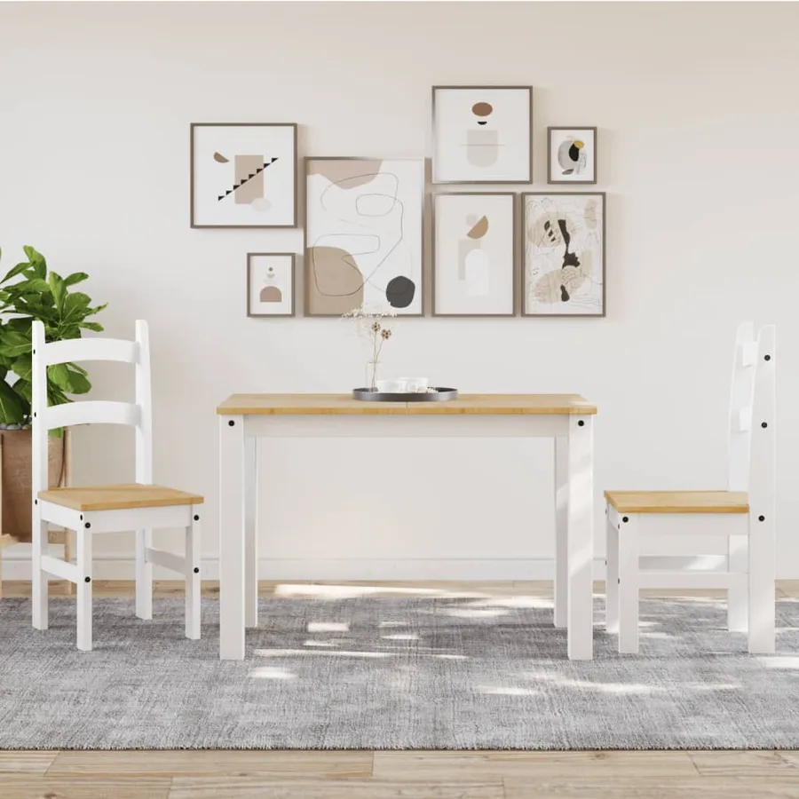 Chaises à manger lot de 2 blanc 40x46x99 cm bois massif de pin - 3