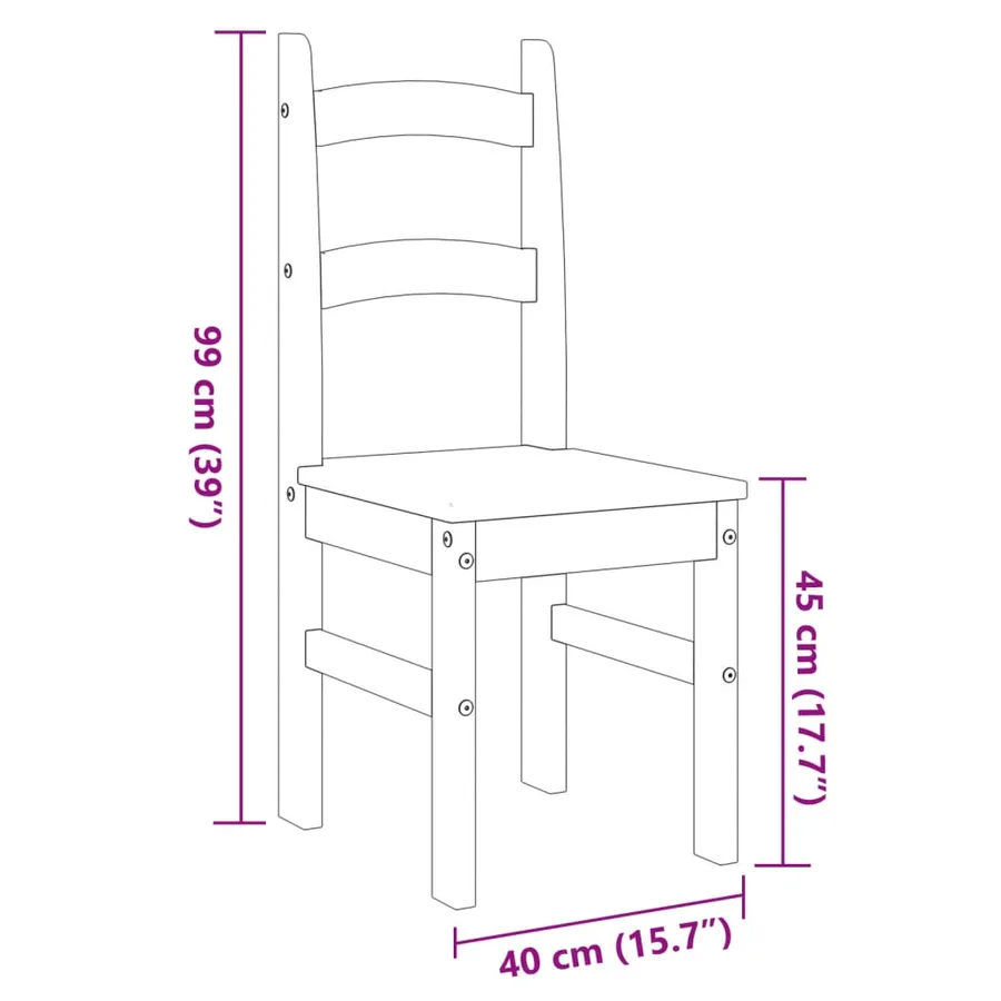 Chaises à manger lot de 2 blanc 40x46x99 cm bois massif de pin - 9