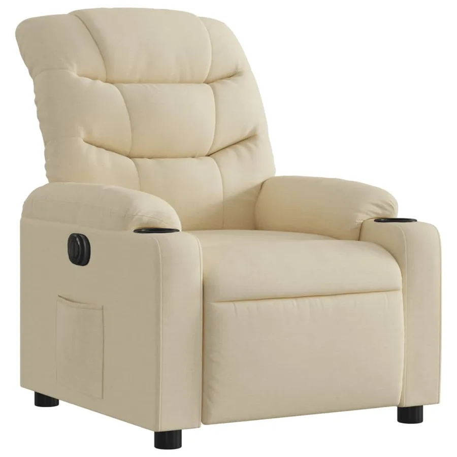 Fauteuil inclinable électrique Crème Tissu - 4