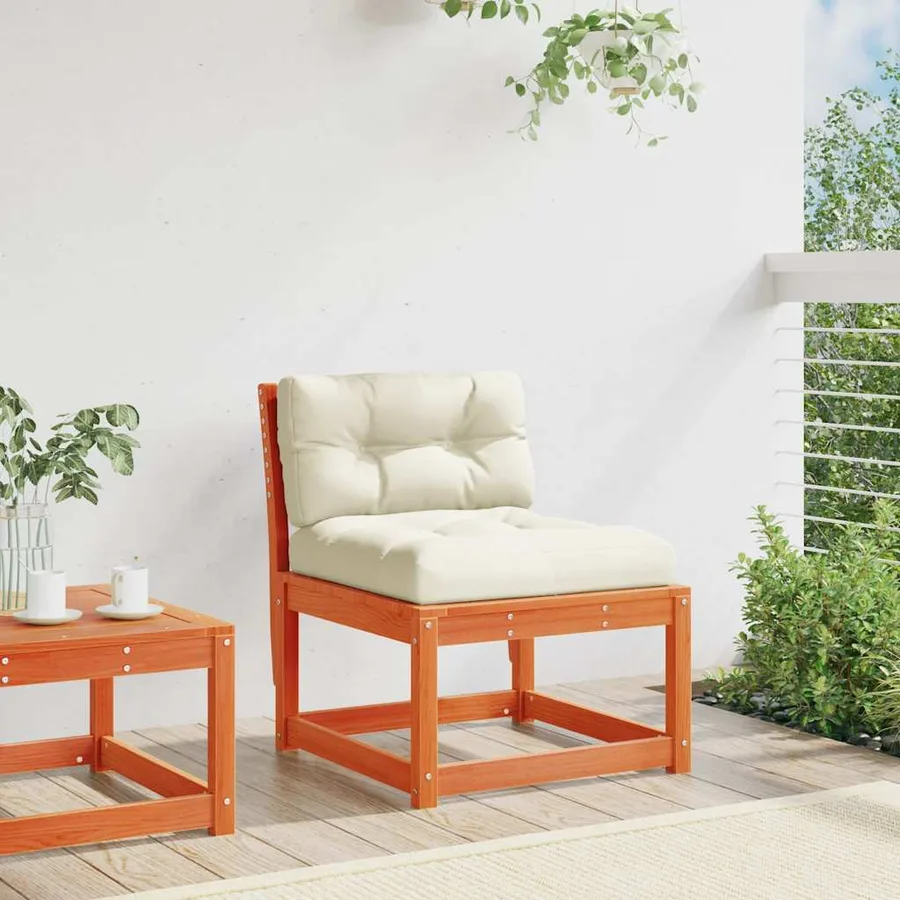Canapé de jardin avec coussins cire marron bois pin massif - 3