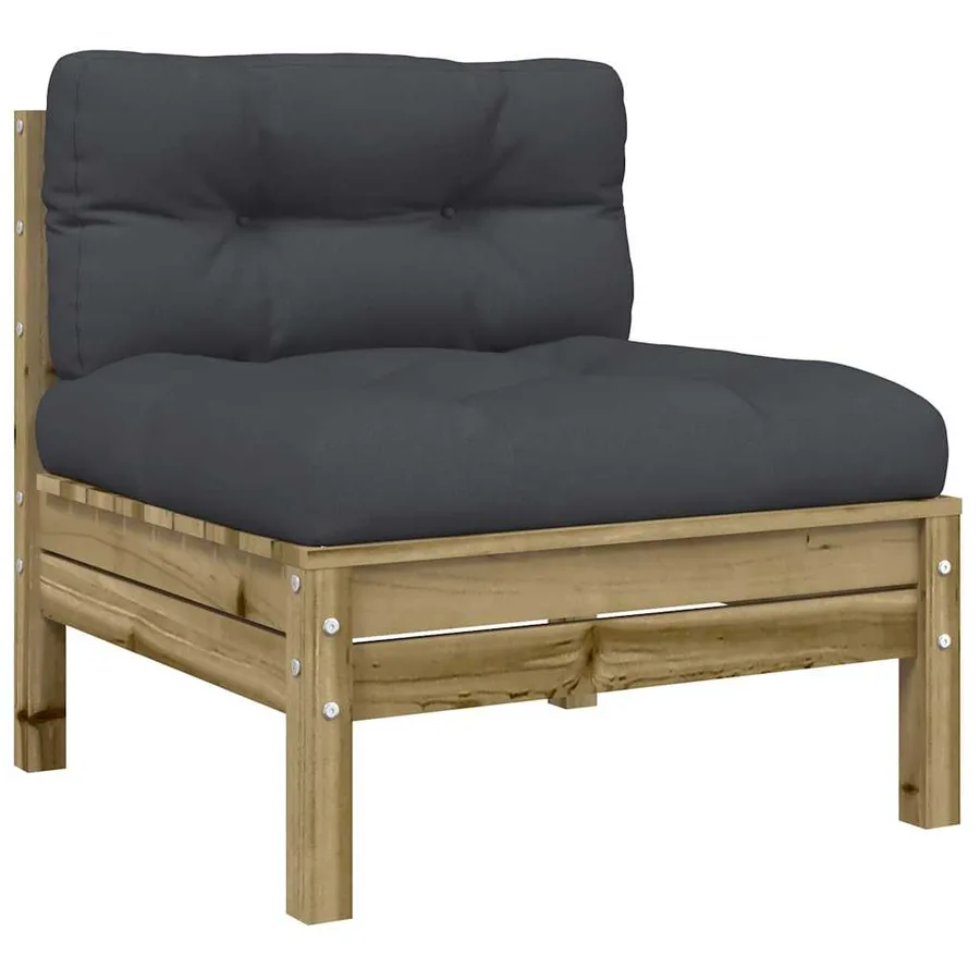 Canapé de jardin sans accoudoirs et coussins bois pin imprégné - 2