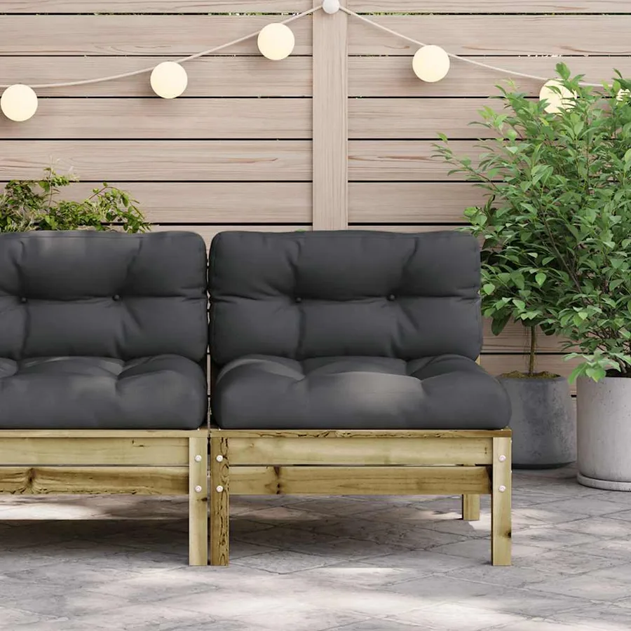Canapé de jardin sans accoudoirs et coussins bois pin imprégné - 3