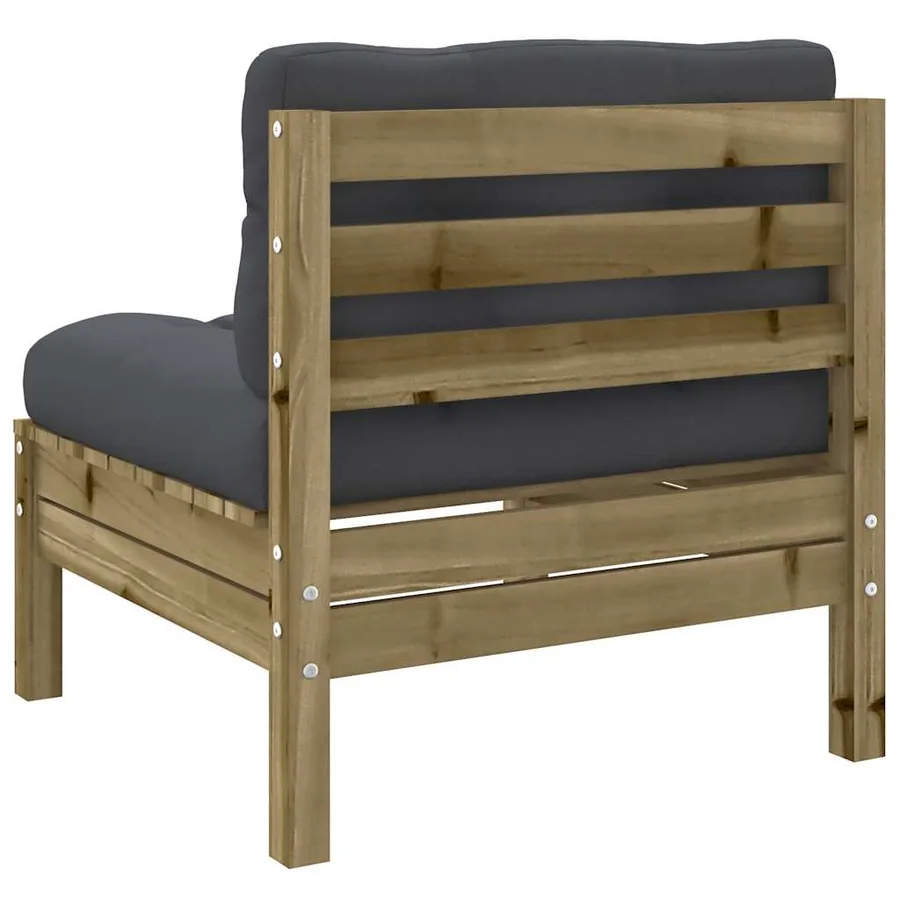 Canapé de jardin sans accoudoirs et coussins bois pin imprégné - 7
