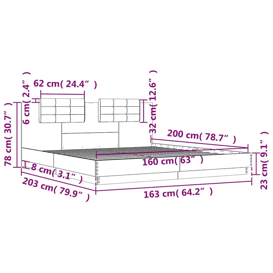 Cadre de lit sans matelas blanc 160x200 cm - 9