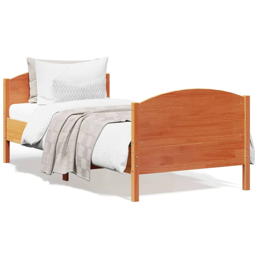 Cadre de lit sans matelas cire marron 90x200 cm bois pin massif - 2