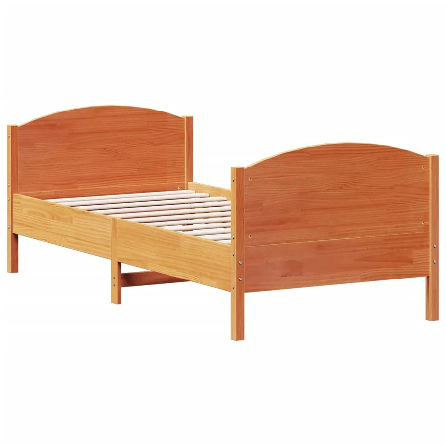 Cadre de lit sans matelas cire marron 90x200 cm bois pin massif - 6