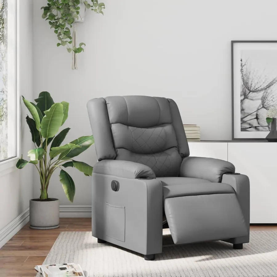 Fauteuil inclinable électrique Gris Similicuir - 15