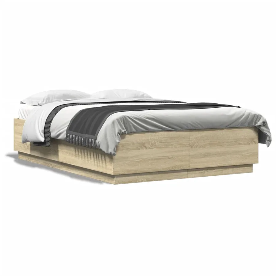 Cadre de lit sans matelas chêne sonoma 150x200 cm - 2