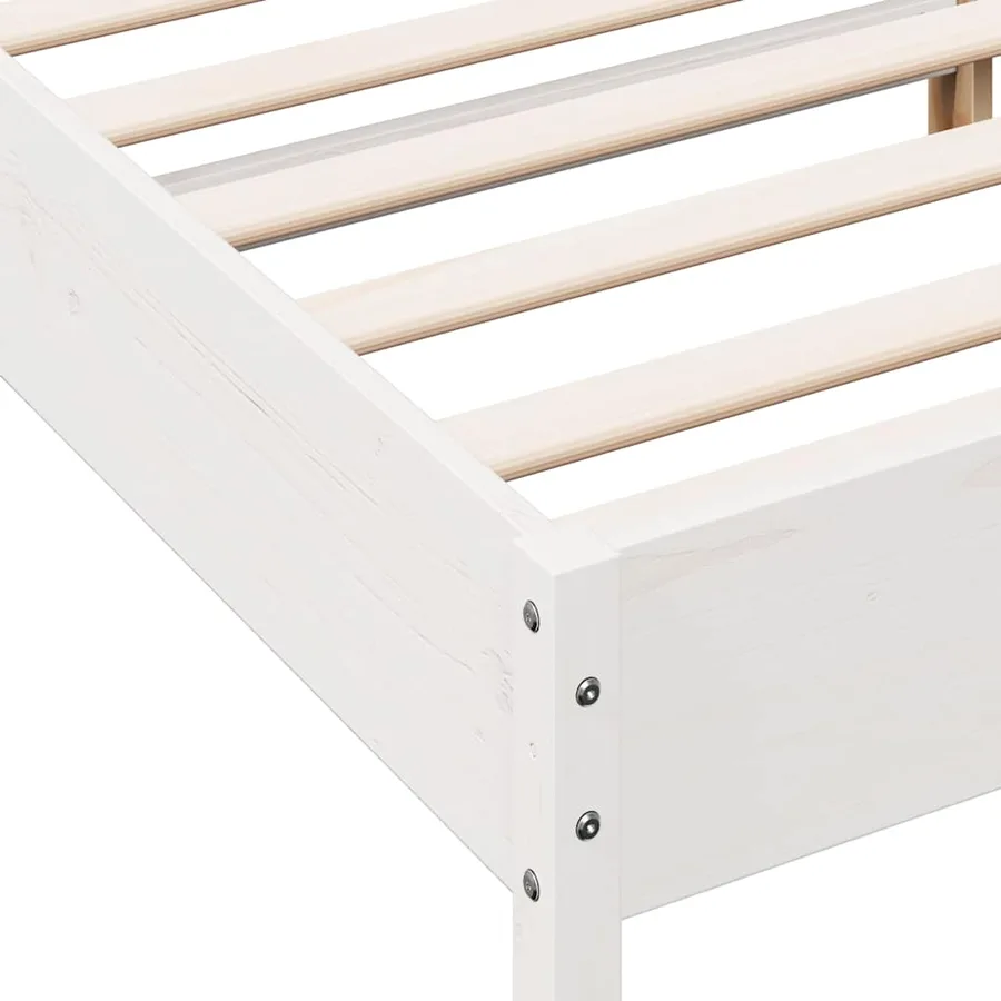 Cadre de lit sans matelas blanc 180x200 cm bois massif de pin - 7