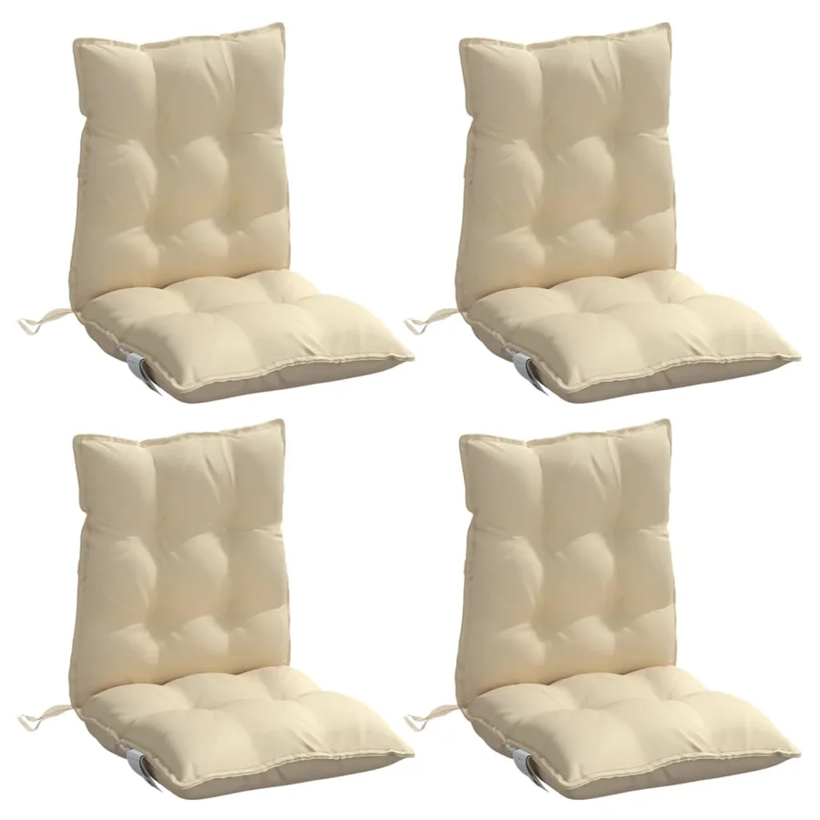 Coussins de chaise à dossier bas lot de 4 beige tissu oxford - 3
