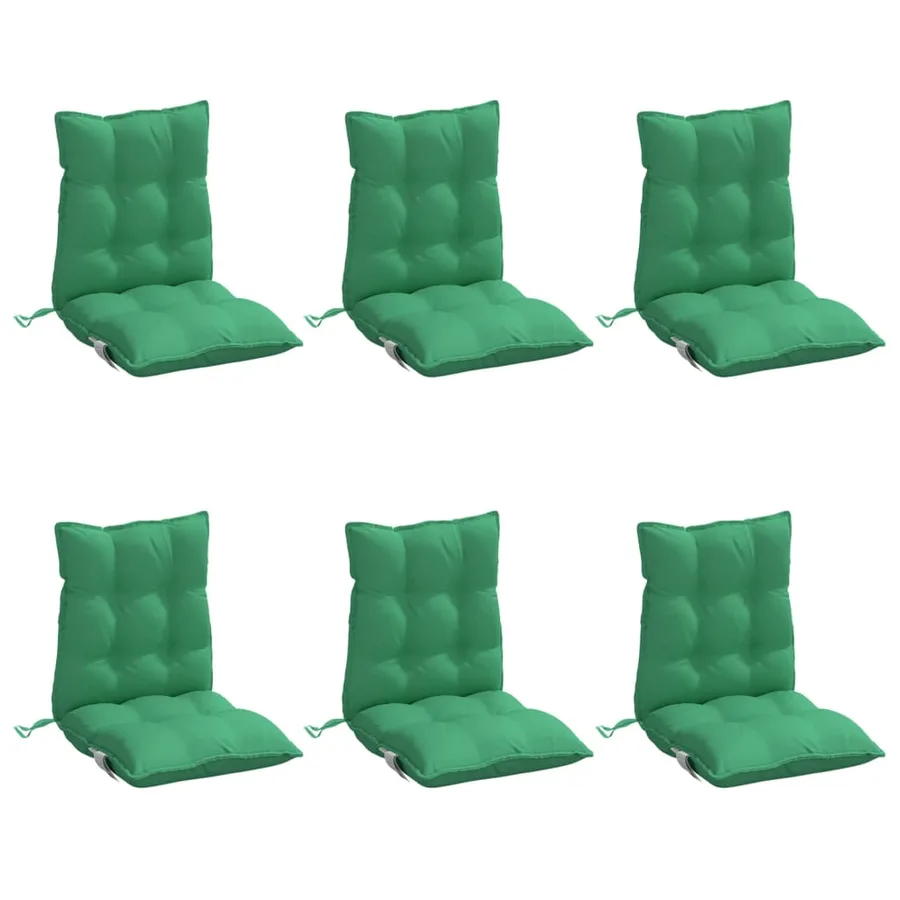 Coussins de chaise à dossier bas lot de 6 vert tissu oxford - 10