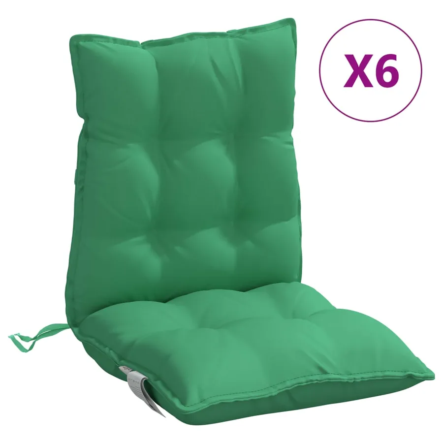 Coussins de chaise à dossier bas lot de 6 vert tissu oxford - 2