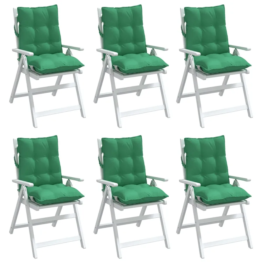 Coussins de chaise à dossier bas lot de 6 vert tissu oxford - 3