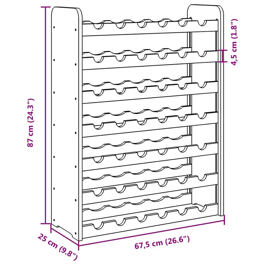 Casier à vin 67,5x25x87 cm Bois de pin massif - 9