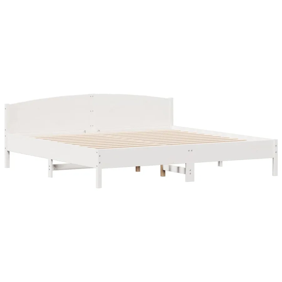Cadre de lit et tête de lit blanc 180x200 cm bois de pin massif - 2