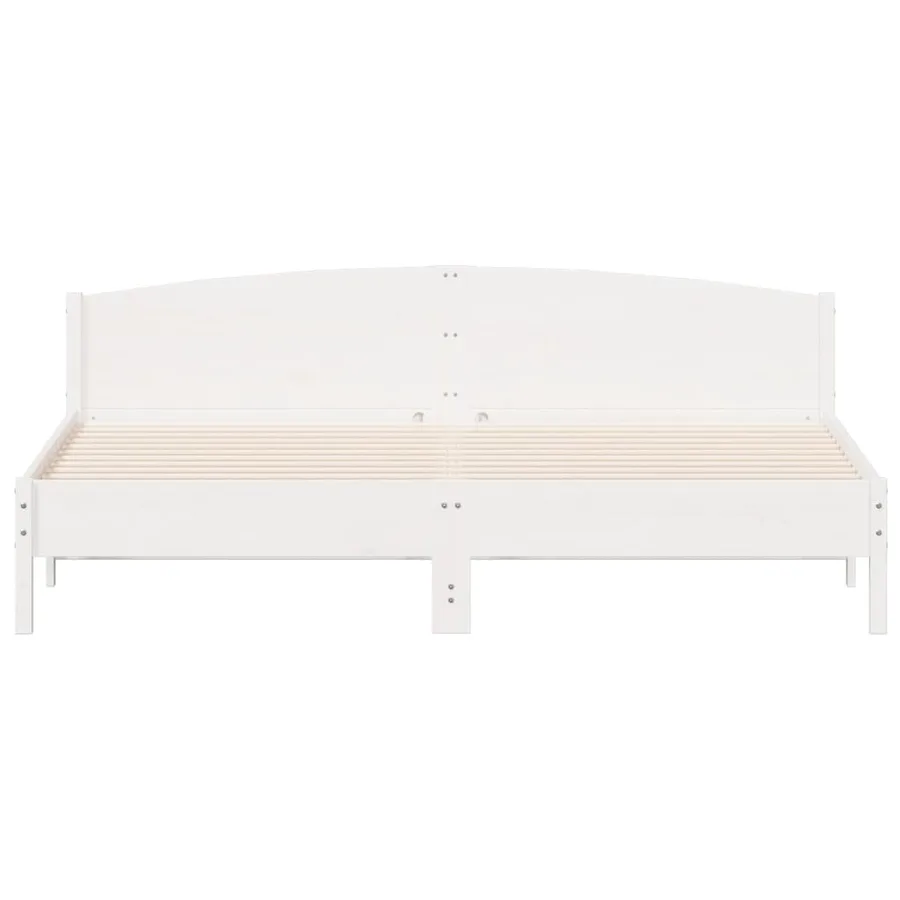 Cadre de lit et tête de lit blanc 180x200 cm bois de pin massif - 4