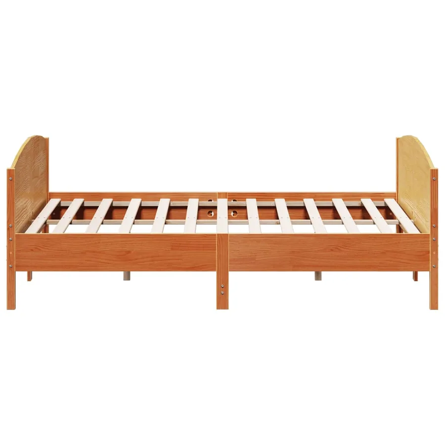 Cadre de lit et tête de lit cire marron 200x200 cm bois de pin - 5