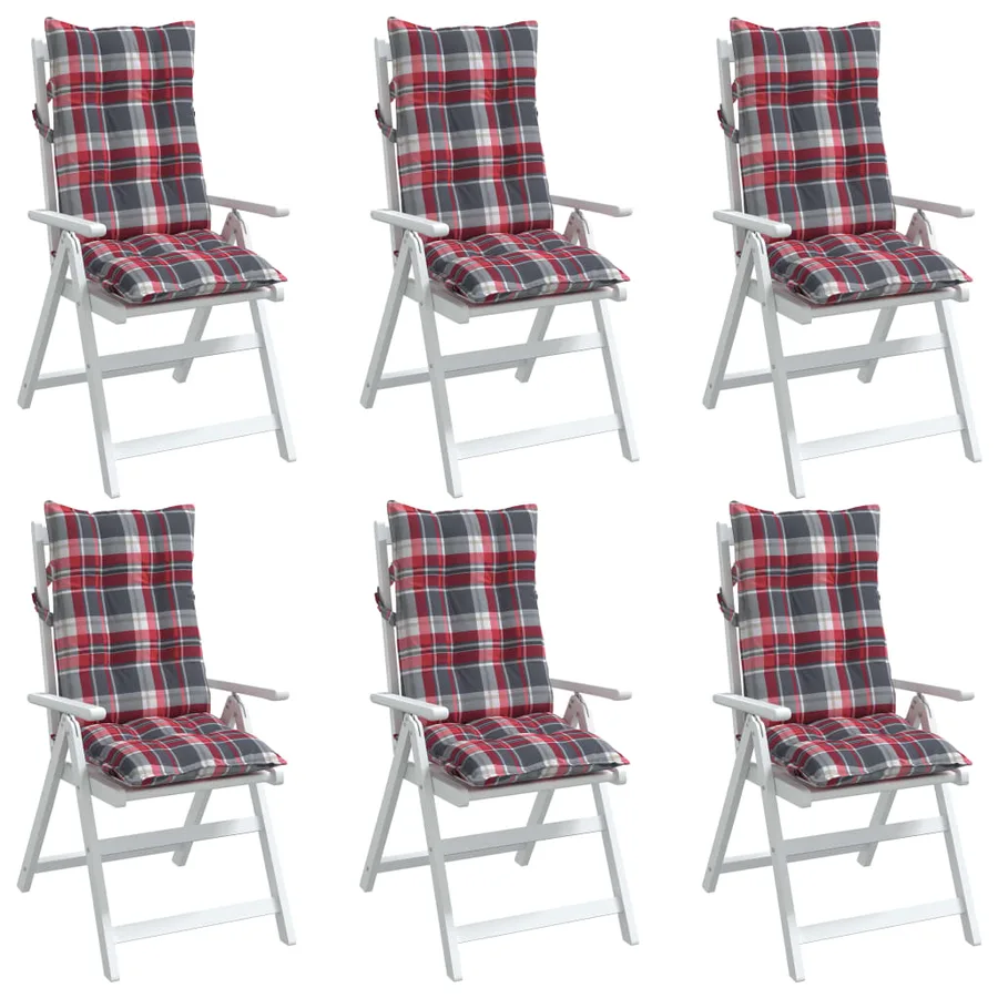 Coussins de chaise à dossier haut lot de 6 motif carreaux rouge - 4