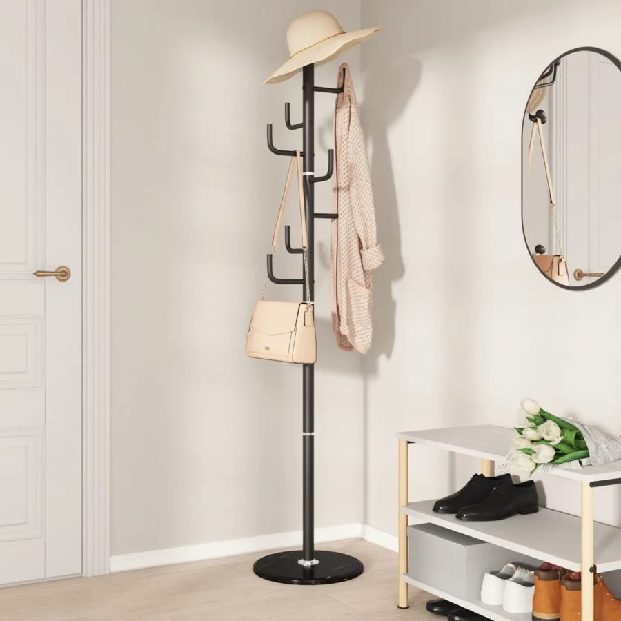 Porte-manteau noir 183 cm fer enduit de poudre - 3