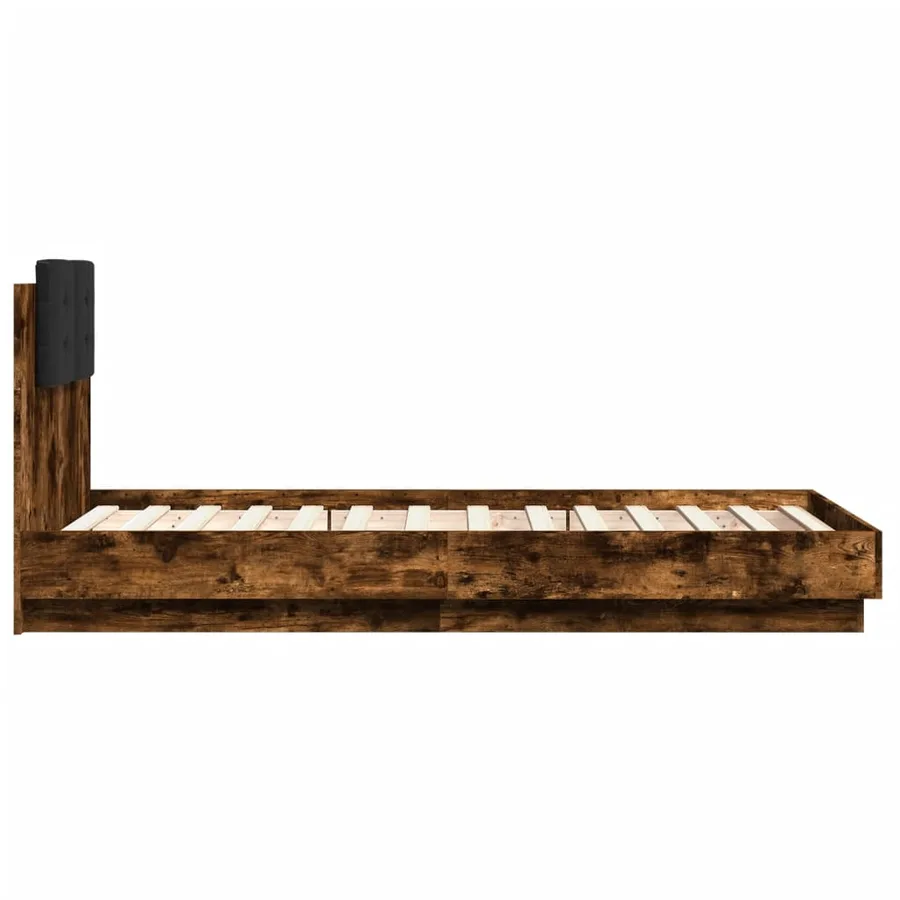 Cadre de lit sans matelas chêne fumé 90x190 cm - 5