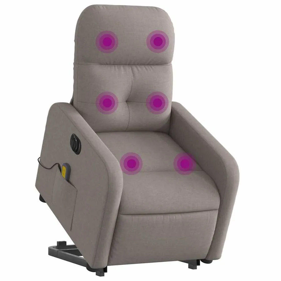 Fauteuil inclinable de massage électrique Taupe Tissu - 3