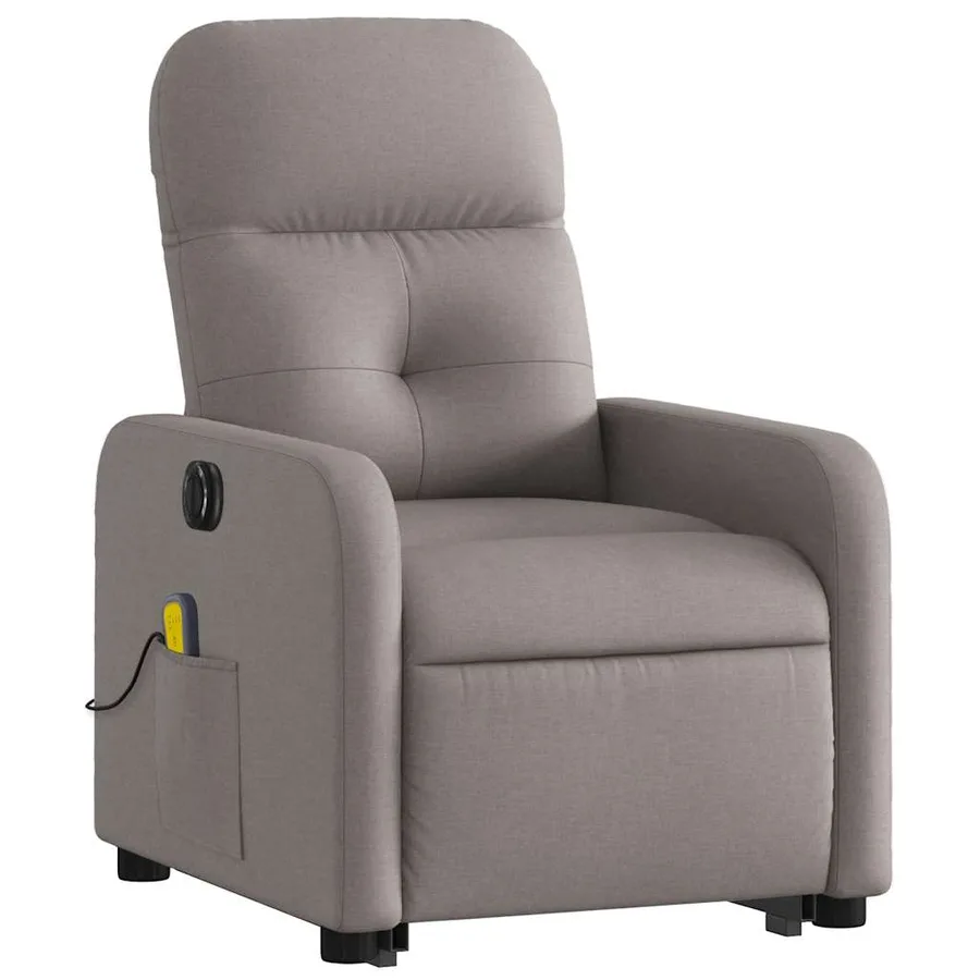 Fauteuil inclinable de massage électrique Taupe Tissu - 4