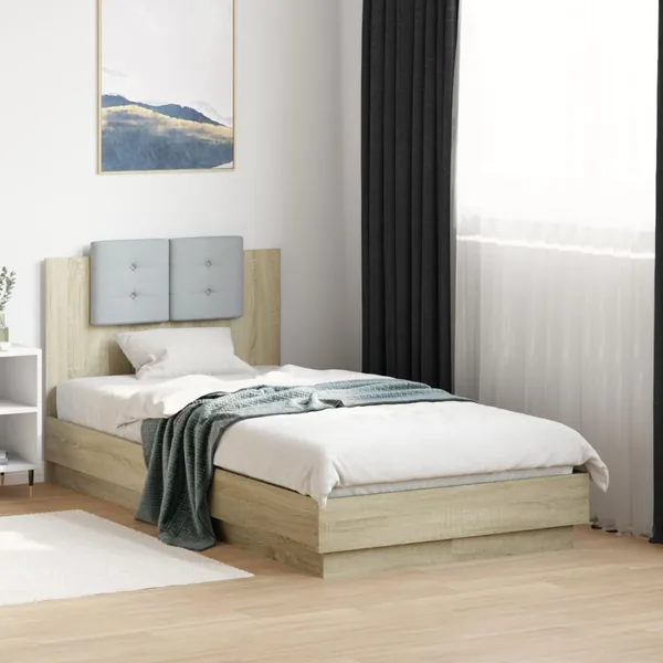 Cadre de lit sans matelas chêne sonoma 90x190 cm