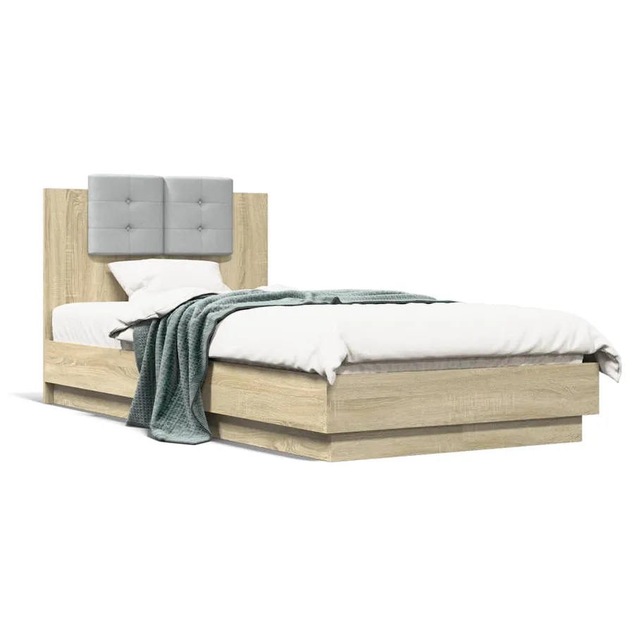 Cadre de lit sans matelas chêne sonoma 90x190 cm - 2