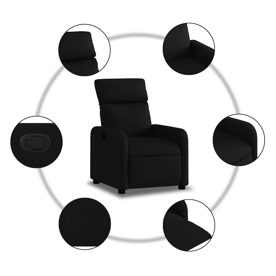 Fauteuil inclinable Noir Tissu - 5