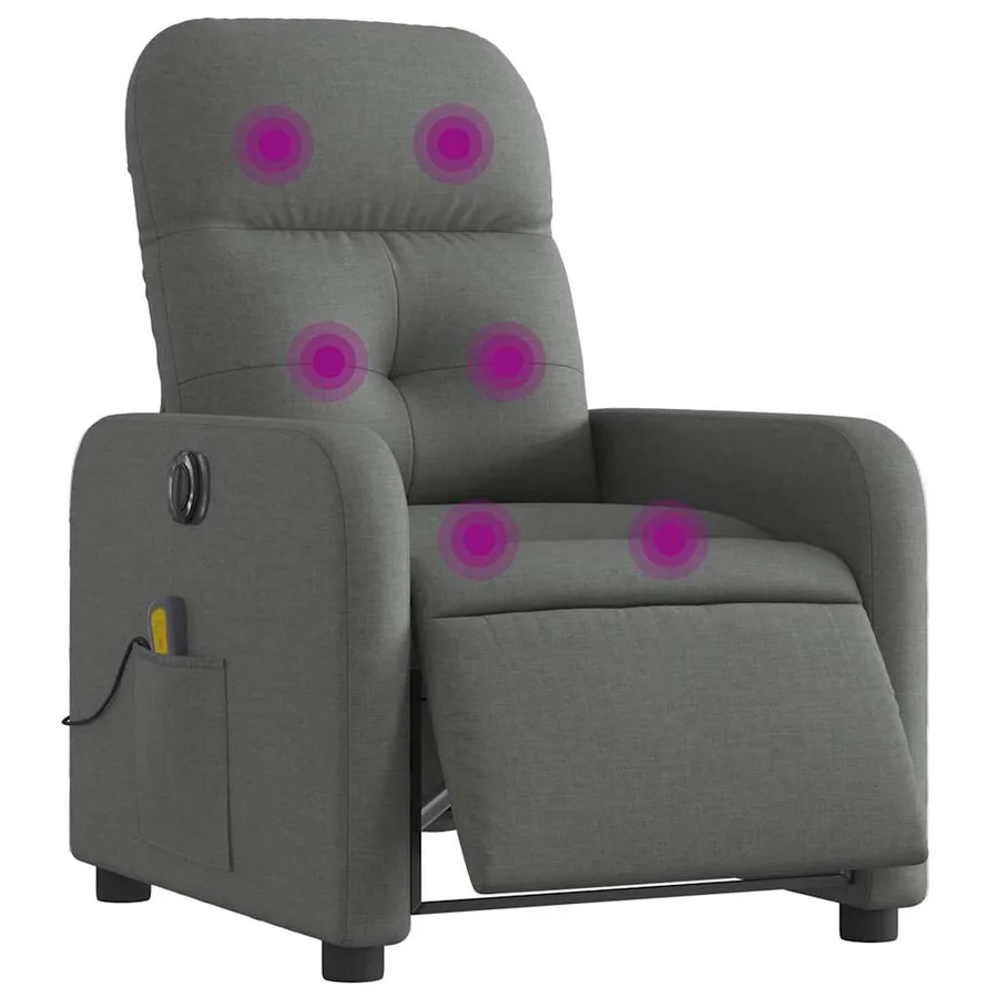 Fauteuil inclinable de massage électrique gris foncé tissu - 3