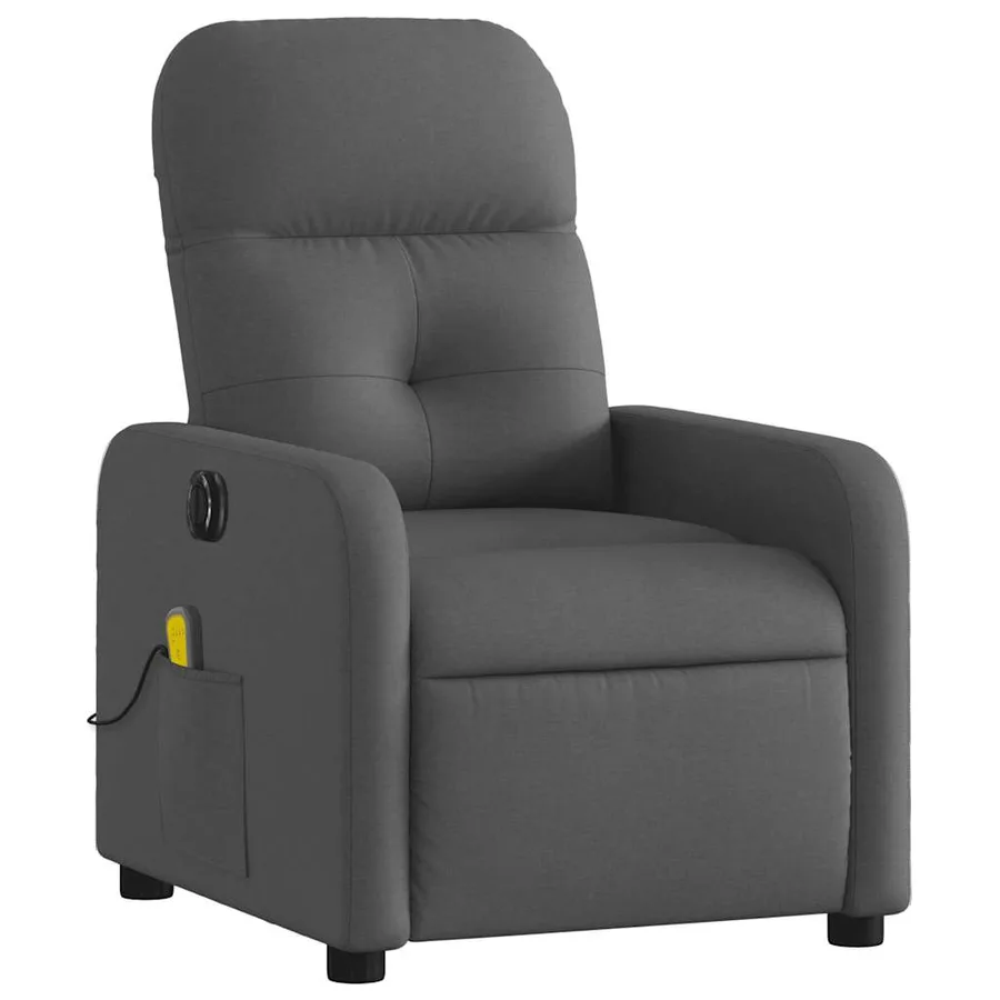 Fauteuil inclinable de massage électrique gris foncé tissu - 4