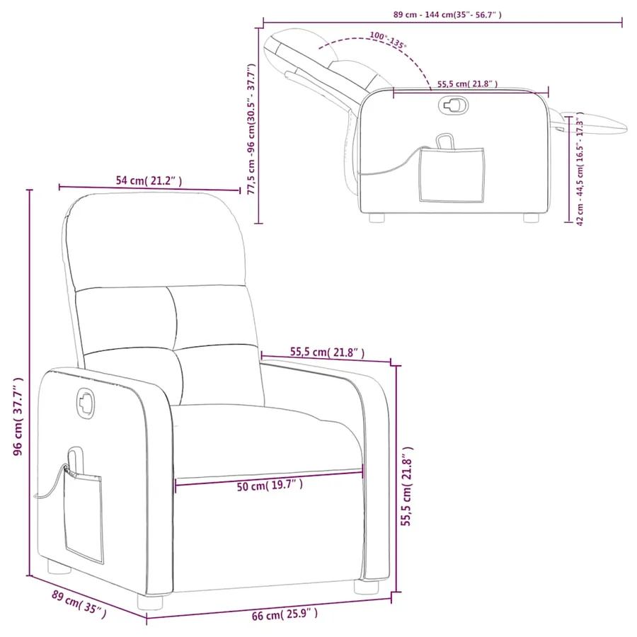 Fauteuil de massage inclinable Crème Tissu - 12