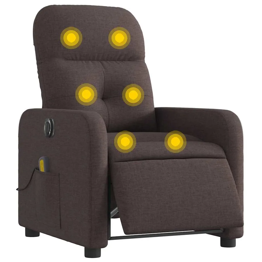 Fauteuil de massage inclinable électrique Marron foncé Tissu - 3