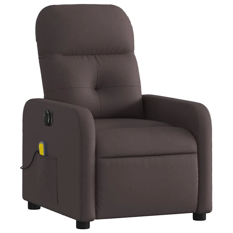 Fauteuil de massage inclinable électrique Marron foncé Tissu - 4