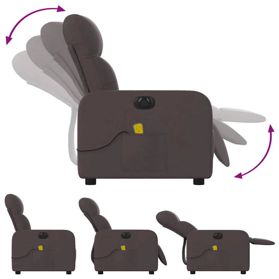 Fauteuil de massage inclinable électrique Marron foncé Tissu - 7
