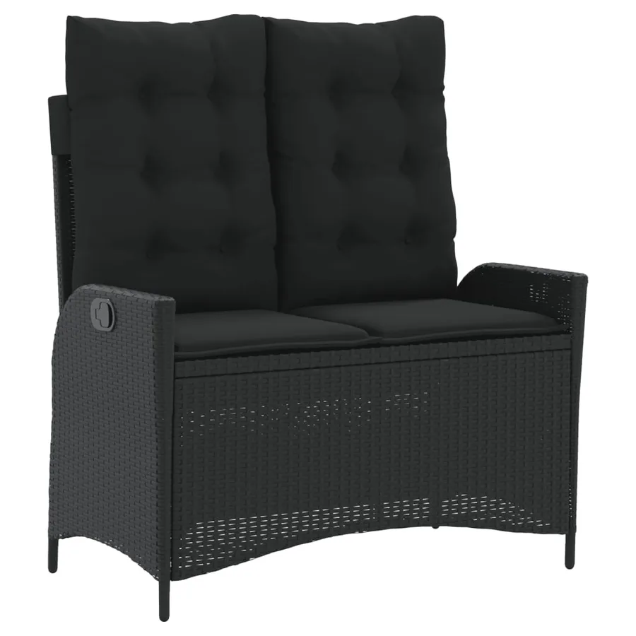 Ensemble à manger de jardin coussins 2pcs noir résine tressée - 4
