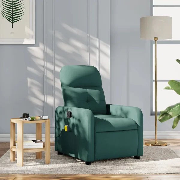 Fauteuil inclinable de massage vert foncé tissu