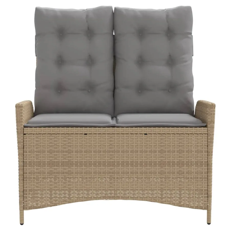 Banc inclinable de jardin avec coussins beige résine tressée - 3