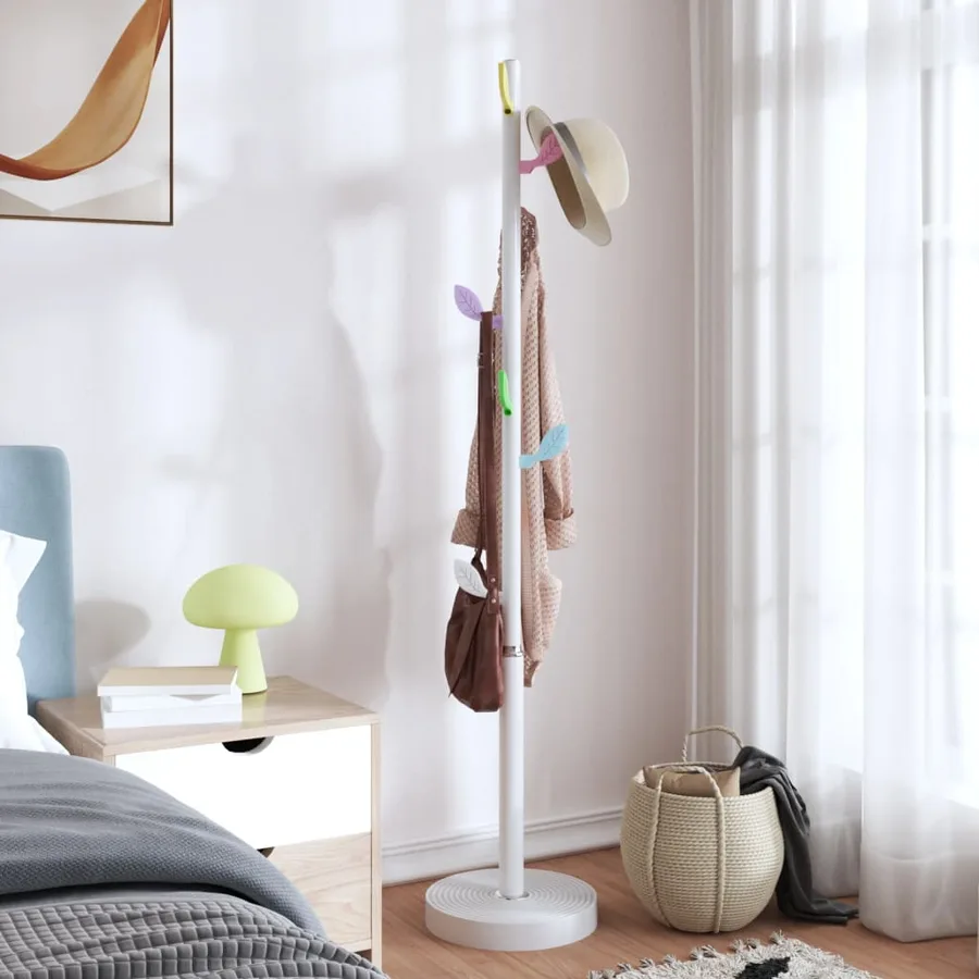 Porte-manteau blanc 172 cm fer enduit de poudre - 3