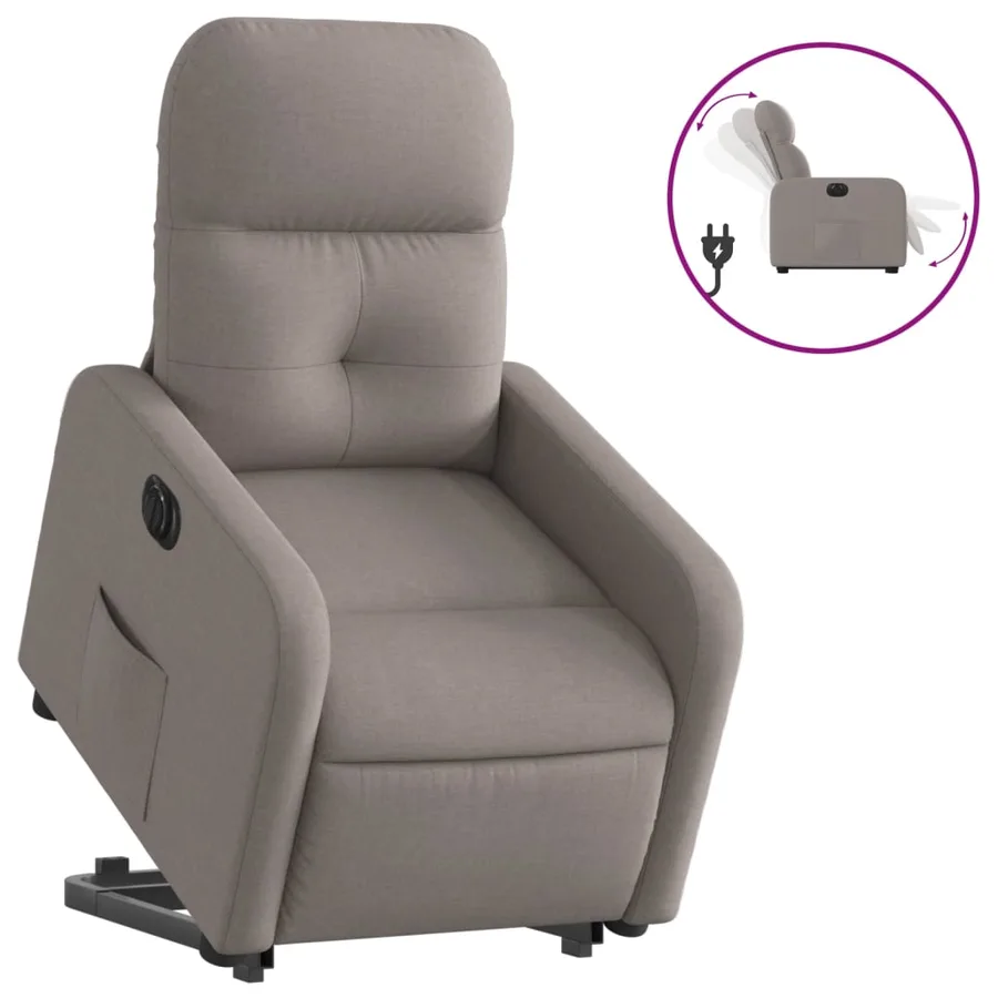 Fauteuil inclinable électrique taupe tissu - 2