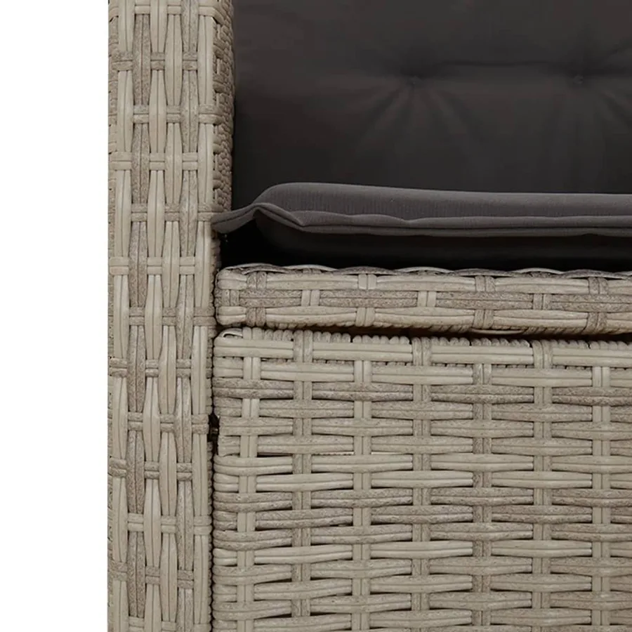 Banc inclinable de jardin et coussins gris clair résine tressée - 7
