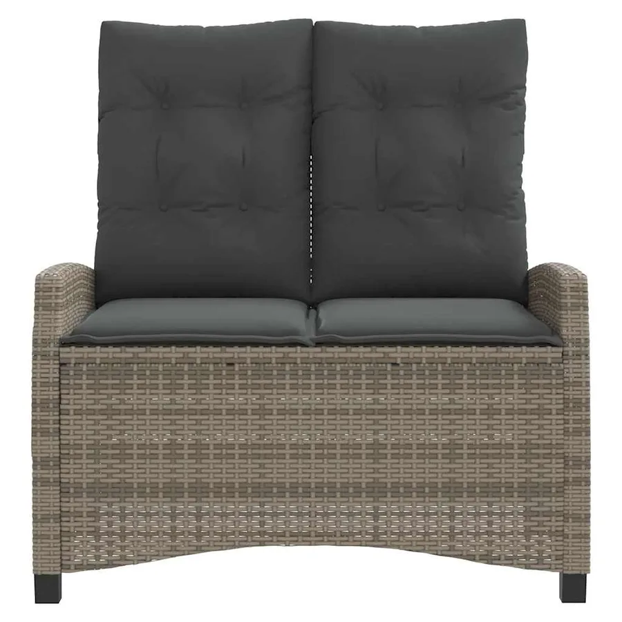 Banc inclinable de jardin avec coussins gris résine tressée - 3