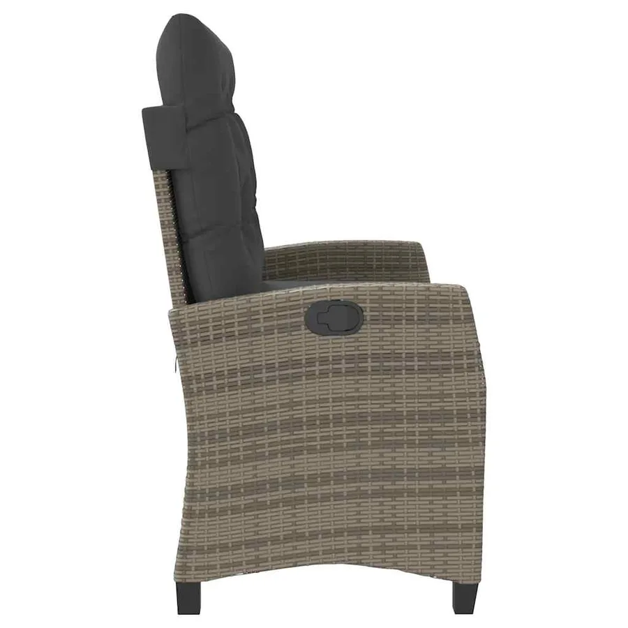 Banc inclinable de jardin avec coussins gris résine tressée - 4