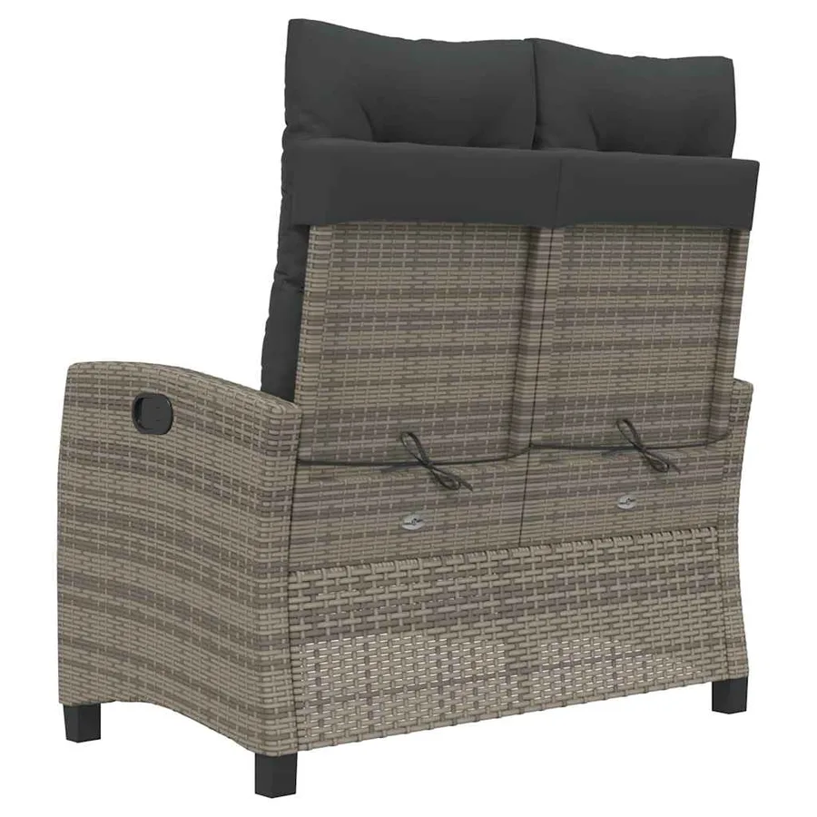 Banc inclinable de jardin avec coussins gris résine tressée - 5