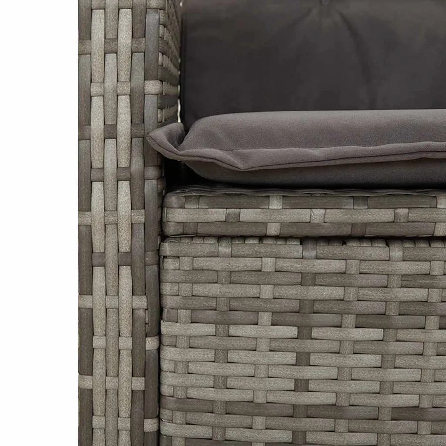 Banc inclinable de jardin avec coussins gris résine tressée - 7