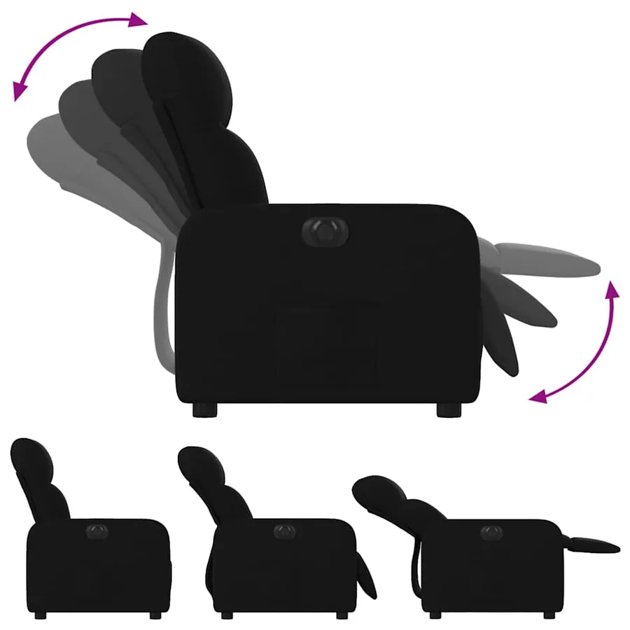 Fauteuil inclinable électrique Noir Tissu - 7