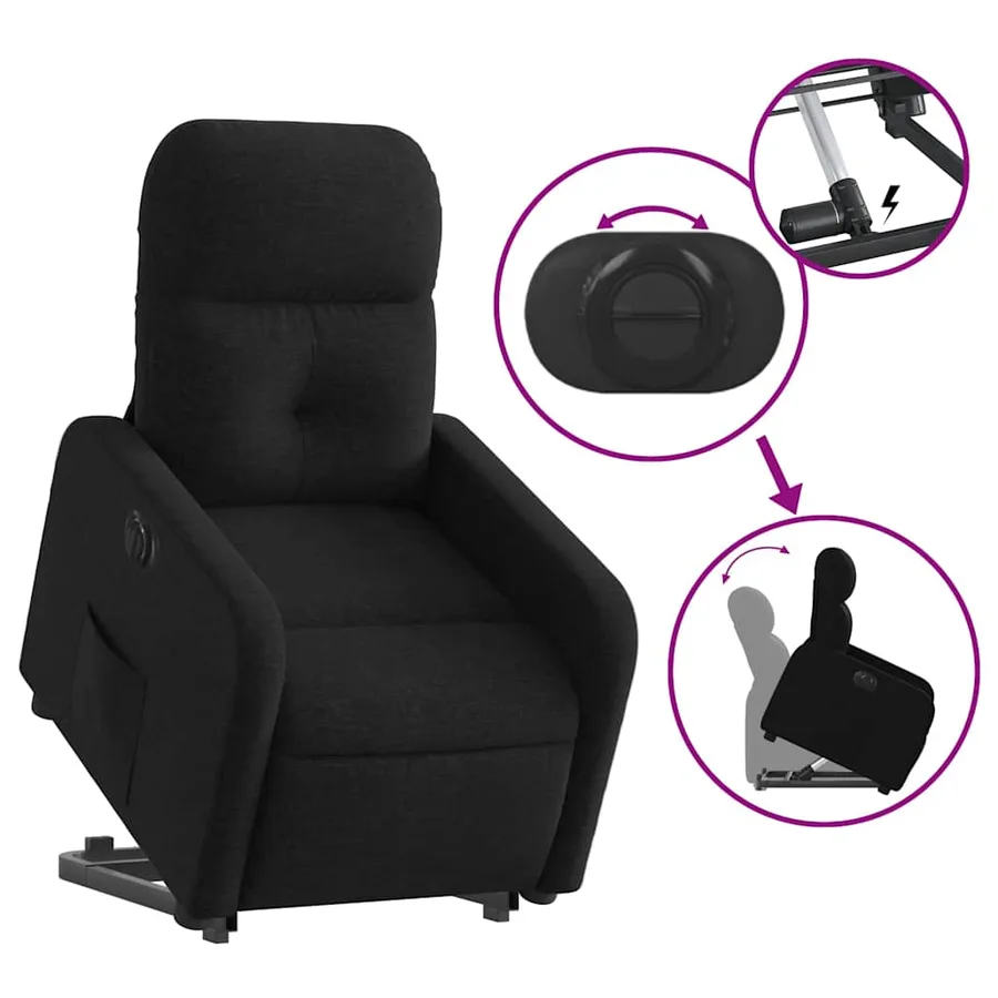 Fauteuil inclinable électrique noir tissu - 11