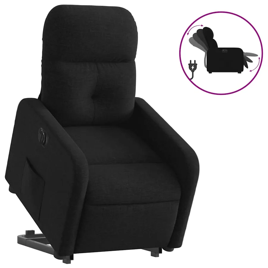Fauteuil inclinable électrique noir tissu - 2