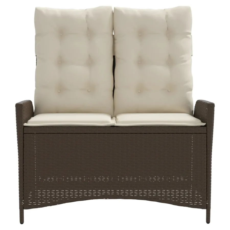Banc inclinable de jardin avec coussins marron résine tressée - 3