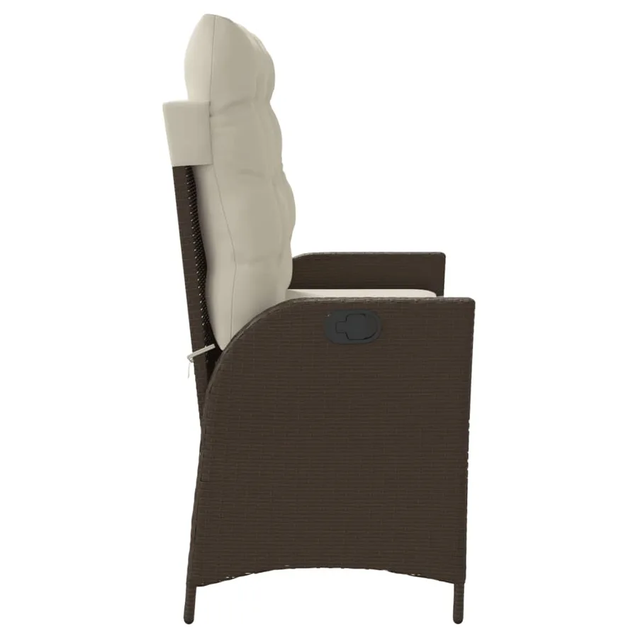 Banc inclinable de jardin avec coussins marron résine tressée - 4